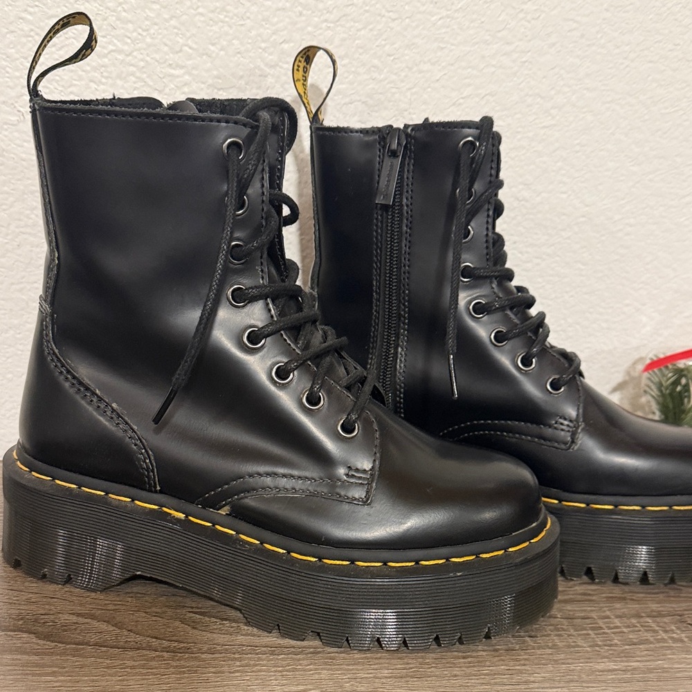 Black Leather Platform Dr. Martens Boots
